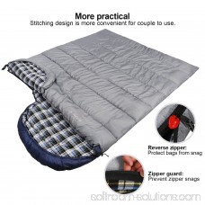 REDCAMP Cotton Flannel Sleeping Bag for Adults, 23/32F Comfortable, Envelope with Compression Sack Blue/Grey 2/3/4lbs(95x35)